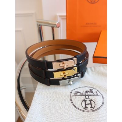 Black Epsom Kelly Mini Belt 1.8cm