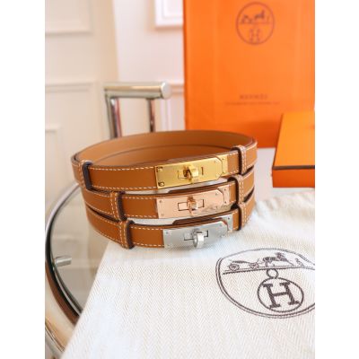 Gold Epsom Kelly Mini Belt 1.8cm