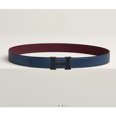  H buckle  Reversible Leather Belt 32mm Black Buckle