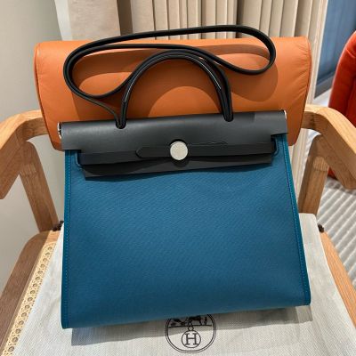 Canvas and Cowhide Herbag Zip 31 PM Palladium Hardware