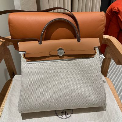 Canvas and Cowhide Herbag Zip 31 PM Palladium Hardware