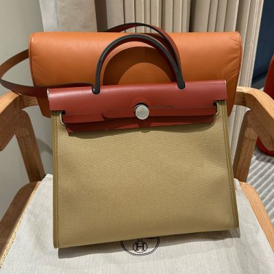 Canvas and Cowhide Herbag Zip 31 PM Palladium Hardware