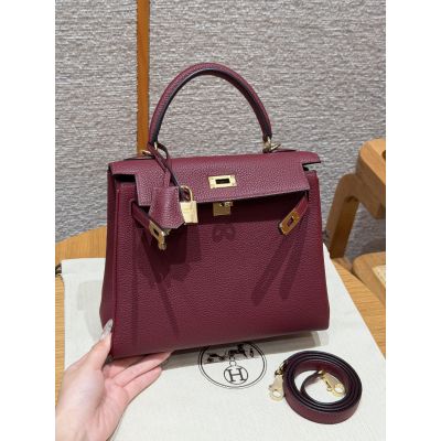 Rouge H Togo Kelly 25 Gold Hardware