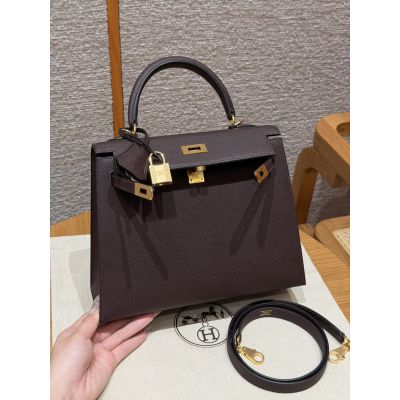 Rouge Sellier Epsom Kelly 25 Gold Hardware