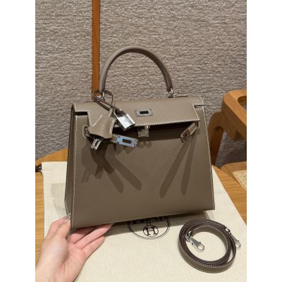 Etoupe Epsom Kelly 25 Palladium Hardware