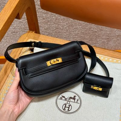 Black Swift Kelly Moove Bag Gold Hardware