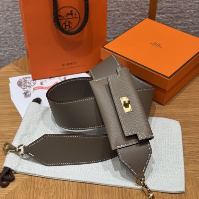 Eetoupe Epsom and Swift Kelly Pocket Strap Gold Hardware