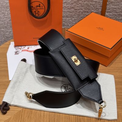 Black Epsom and Swift Kelly Pocket Strap Gold Hardware