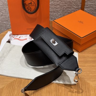 Black Epsom and Swift Kelly Pocket Strap Palladium Hardware