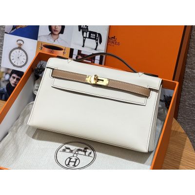 Nata Biscuit Swift Kelly Pochette Gold Hardware