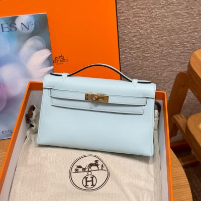 Blue Brume Swift  Pochette Gold Hardware