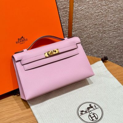 Mauve Sylvestre Epsom Kelly Pochette Gold Hardware