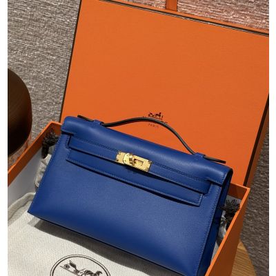 Blue Electric Swift Pochette Gold hardware