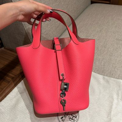 Rose Lipstick Clemence Picotin Lock 18 Palladium Hardware